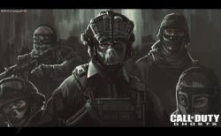 Rule 34 | 5boys, assault rifle, balaclava, bald, blue eyes, call of duty, call of duty: ghosts, call of duty:ghosts, facepaint, gloves, goggles, gun, headgear, helmet, letterboxed, looking at viewer, mac cola, male focus, mask, military, military uniform, multiple boys, realistic, rifle, signature, skull, sniper rifle, soldier, tribal, uniform, united states, vest, watch, weapon