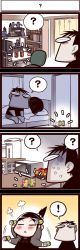 Rule 34 | !, 1boy, 1girl, 4koma, :&lt;, ?, apple, artist self-insert, bed, bedroom, black hair, blush, bookshelf, bowl, can, chair, closed eyes, comic, computer, desk, drink can, exercising, food, fruit, inoue jun&#039;ichi, keuma, kitchen, microwave, open door, original, ponytail, real life insert, soda can, sweat, training, translation request, under covers, weightlifting, window, yue (chinese wife diary)