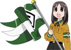 Rule 34 | 1girl, alternate costume, azumanga daiou, flag, kasuga ayumu, nordic resistance movement, nordic resistance movement uniform, ns2d