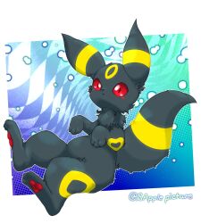 Rule 34 | absurdres, animal focus, blush, claws, closed mouth, colored sclera, creatures (company), game freak, gen 2 pokemon, highres, nintendo, no humans, pokemon, pokemon (creature), red eyes, red sclera, sapple picture, twitter username, umbreon