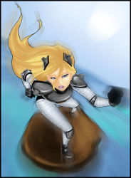 1girl armor blonde_hair blue_eyes cartoon_network dc_comics female_focus flying gloves solo teen_titans terra_(dc)