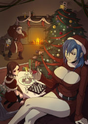 Rule 34 | + +, 1boy, 3girls, alcohol, alternate costume, android, bad id, bad pixiv id, belt, black sclera, blue hair, box, brain drain (skullgirls), breasts, brown hair, cake, candle, capelet, carol (skullgirls), chessboard, christmas cake, christmas tree, cleavage, cleavage cutout, clothing cutout, colored sclera, crossed legs, cup, dress, drinking glass, fireplace, food, ganno, gift, gift box, highres, large breasts, meme attire, multiple girls, no eyepatch, one-eyed, open-chest sweater, painwheel (skullgirls), parted bangs, red eyes, red sweater, ribbed sweater, robo-fortune, sack, santa costume, scar, scar across eye, scar on face, sitting, skullgirls, stitches, sweater, sweater dress, thick thighs, thighs, valentine (skullgirls), veins, wine, wine glass