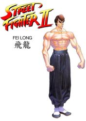 Rule 34 | 1990s (style), abs, bengus, capcom, china, chinese text, eyebrows, fei long, game, hong kong, martial arts, muscular, official art, retro artstyle, topless male, street fighter, street fighter ii (series)