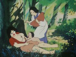 Rule 34 | ahegao, anime screenshot, breasts, hadashi no gen, hiroshima, large breasts, legs, nipples, non-web source, third-party edit