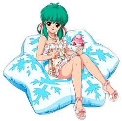 Rule 34 | 1girl, breasts, collarbone, green hair, legs, official art, open mouth, red eyes, sandals, smile, yukina, yukina (yu yu hakusho), yuu yuu hakusho