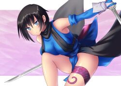 1girl black_hair blue_eyes breasts large_breasts samurai_spirits shiki_(samurai_spirits) snk solo