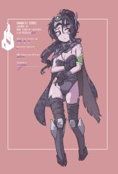 Rule 34 | 1girl, an/pvs-7, black gloves, black hair, boots, border, breasts, camouflage, cleavage, digital camouflage, girls&#039; frontline, gloves, gluteal fold, goggles, goggles on head, groin, high ponytail, highres, jaeger (girls&#039; frontline), jarv, knee boots, leotard, long hair, looking to the side, night-vision device, outside border, parted lips, purple background, purple eyes, sangvis ferri, scarf, skindentation, small breasts, solo, thighhighs, thighs, white border