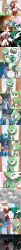 Rule 34 | absurdres, berry (pokemon), blaziken, blue eyes, blue skin, blush, bob cut, bush, closed eyes, colored sclera, colored skin, creatures (company), dirty, dirty face, eating, fighting, gallade, game freak, gardevoir, gen 3 pokemon, gen 4 pokemon, green hair, green skin, hair over one eye, highres, long image, mgx0, multicolored skin, nintendo, oran berry, orange sclera, pink eyes, pokemon, pokemon (creature), punching, smile, swampert, sweatdrop, tall image, tree, two-tone skin, white skin