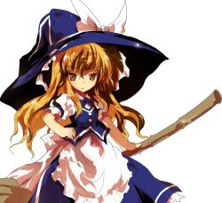 Rule 34 | 1girl, alphes, apron, bad anatomy, blonde hair, bow, broom, female focus, game cg, hand on own hip, hat, hat bow, holding, hopeless masquerade, kirisame marisa, long hair, official art, serious, shirt, short sleeves, skirt, solo, touhou, transparent background, witch hat, yellow eyes