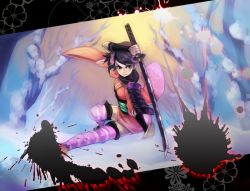 Rule 34 | angry, blood, japanese clothes, momohime, oboro muramasa, sword, weapon