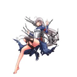 Rule 34 | 1girl, ahoge, arm up, armband, belt, black thighhighs, blue coat, blue eyes, blue footwear, blue shorts, boots, breasts, broken, buttons, cannon, coat, crane (machine), cross, damaged, eyebrows, full body, infukun, iron cross, karlsruhe (warship girls r), long hair, long sleeves, looking at viewer, machinery, official art, open mouth, shoes, shorts, silver hair, single shoe, single thighhigh, smoke, solo, thighhighs, torn clothes, torpedo, transparent background, turret, very long hair, warship girls r