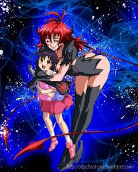 Rule 34 | 2girls, age difference, amaha masane, amaha rihoko, ass, black hair, family, full body, happy, mother and daughter, multiple girls, oldschool-girl, red hair, smile, witchblade, yellow eyes