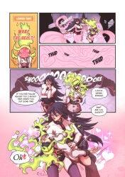 Rule 34 | 2girls, absurdres, arms at sides, artist request, black footwear, black hair, black hairband, black mask, black thighhighs, blue eyes, boku no hero academia, boots, breasts, burnin (boku no hero academia), buttons, collared dress, comic, domino mask, double-breasted, dress, english text, eyebrows visible through mask, eyelashes, fainting, fangs, female focus, fiery hair, fingernails, fire, full body, garter straps, gloves, green fire, green hair, hair between eyes, hairband, hands up, high heels, highres, kamiji moe, large breasts, legs, long hair, long sleeves, mask, midnight (boku no hero academia), multiple girls, multiple views, open mouth, outdoors, partially fingerless gloves, red mask, road, sharp fingernails, short dress, side slit, sidelocks, skin tight, sound effects, speech bubble, standing, street, superhero, tearing clothes, thighhighs, thighs, tight clothes, torn clothes, white dress, wide-eyed, yellow eyes, yuri