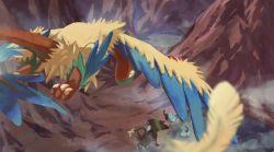 Rule 34 | archeops, blurry, closed mouth, creatures (company), fang, fang out, feathers, flying, fog, game freak, gen 4 pokemon, gen 5 pokemon, looking back, luxray, nintendo, no humans, pn (ltpn 257), pokemon, pokemon (creature), shinx, standing, swimming, talons, water