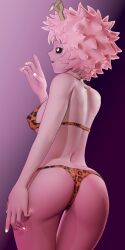 Rule 34 | 1girl, 3d, absurdres, aequd, alien, animal print, ashido mina, ass, ass focus, back, bare legs, black eyes, blender (medium), boku no hero academia, bra, breasts, buttocks, colored skin, covered erect nipples, curly hair, eyelashes, female focus, frizzy hair, from behind, half-closed eyes, highres, horns, huge ass, legs, leopard print, leopard print bra, leopard print thong, leopard print underwear, leotard, monster girl, nail polish, nails, nipples, pink hair, pink skin, seductive smile, sexy ass, shonen jump, short hair, shounen jump, sideboob, smile, sniffable ass, solo, solo focus, standing, swimsuit, thick thighs, thighs, thong, thong leotard, thong underwear, underwear, underwear only, yellow eyes