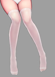 Rule 34 | 1girl, absurdres, commentary request, grey background, highres, jean.organ, legs, lower body, no shoes, original, simple background, solo, thighhighs, white thighhighs