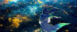 Rule 34 | 1boy, abstract background, angel, baishu54198, black hair, blue robe, chinese commentary, commentary request, from behind, highres, long hair, lord of the mysteries, mr. door, robe, shirt, solo, white shirt