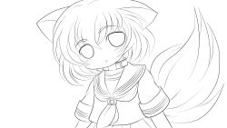 Rule 34 | 1girl, absurdres, animal ears, female focus, greyscale, highres, inubashiri momiji, lineart, looking at viewer, monochrome, solo, touhou, transparent background, yume shokunin