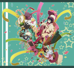Rule 34 | 3boys, amaimon, animal ears, ao no exorcist, ascot, bird, black hair, boots, bow, bowtie, brothers, candy, cellphone, chain, chair, clock, controller, couch, demon, dice, dog, dragon ball (object), duck, facial hair, food, formal, game console, game controller, globe, gloves, goatee, green eyes, green hair, grin, gundam, hat, highres, ice cream, japanese clothes, kimono, lollipop, male focus, mephisto pheles, mobile suit gundam, multiple boys, multiple persona, necktie, one eye closed, parasol, petals, phone, pillow, pocket watch, pointy ears, rabbit, rabbit ears, ribbon, rx-78-2, sharp teeth, short hair, siblings, sitting, smile, star (symbol), stuffed toy, suit, teeth, top hat, traditional bowtie, tsuu (tu-3), umbrella, watch, wink, yellow eyes, yukata, zaku, zaku ii s char custom