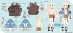 Rule 34 | 778-go, ahoge, aqua eyes, aqua nails, backpack, bag, bare shoulders, blonde hair, blue jacket, blush, bottle, bow, bowtie, character name, character sheet, copyright name, famillie (millie parfait), flat chest, from behind, hair between eyes, hair ornament, hairband, hairclip, jacket, lace hairband, lantern, long hair, lucie (millie parfait), midriff, millie parfait, millie parfait (4th costume), multiple views, navel, nijisanji, nijisanji en, official art, second-party source, shorts, socks, tachi-e, translucent hair, virtual youtuber, water bottle, white hairband