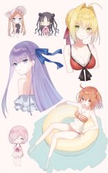 Rule 34 | 6+girls, abigail williams (fate), abigail williams (swimsuit foreigner) (fate), abigail williams (swimsuit foreigner) (third ascension) (fate), absurdly long hair, absurdres, ahoge, animal, arm at side, babydoll, bare arms, bare legs, barefoot, bikini, black cat, black hair, black ribbon, blonde hair, blue eyes, blue ribbon, blush, bonnet, bow, breasts, cat, chibi, closed mouth, cropped arms, cropped torso, crossed bangs, double bun, dress swimsuit, facing viewer, fate/grand order, fate (series), forehead tattoo, frilled one-piece swimsuit, frills, fujimaru ritsuka (female), fujimaru ritsuka (female) (brilliant summer), full body, green eyes, hair between eyes, hair bow, hair bun, hair intakes, hair ornament, hair over one eye, hair scrunchie, halterneck, hat, highres, holding, holding animal, holding cat, long hair, looking at viewer, mash kyrielight, mash kyrielight (swimsuit of perpetual summer), medium breasts, medium hair, meltryllis, meltryllis (fate), meltryllis (swimsuit lancer) (fate), meltryllis (swimsuit lancer) (second ascension) (fate), multicolored hair, multiple girls, multiple hair bows, nero claudius (modern costume of crimson) (fate), no mouth, no nose, off-shoulder one-piece swimsuit, off shoulder, official alternate costume, one-piece swimsuit, one eye closed, one side up, orange bikini, orange eyes, orange hair, orange scrunchie, parted bangs, parted lips, pink babydoll, pink hair, pink ribbon, purple hair, red ribbon, ribbon, scrunchie, sessyoin kiara, sessyoin kiara (lily), shichishino, short hair, side-tie bikini bottom, sidelocks, smile, streaked hair, striped bikini, striped clothes, swimsuit, very long hair, water, wavy hair, white bikini, white bow, white hat, white one-piece swimsuit, yellow eyes, yellow innertube