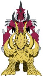 Rule 34 | absurdres, claws, digimon, digimon (creature), dorbickmon, dorbickmon darkness mode, highres, horns, huanglongmon, looking at viewer, solo