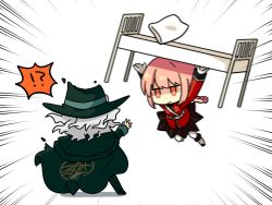 Rule 34 | 1boy, 1girl, bad id, bad twitter id, bed, boots, edmond dantes (fate), fate/grand order, fate (series), florence nightingale (fate), gloves, hat, impending hit, long hair, pillow, red eyes, short hair, simple background, skirt, white hair
