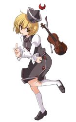 1girl blonde_hair female_focus full_body hat highres instrument inuinui lunasa_prismriver moon solo touhou transparent_background violin yellow_eyes