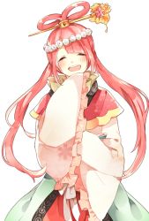 Rule 34 | 1girl, :d, ^ ^, bad id, bad pixiv id, blush, chinese clothes, closed eyes, closed eyes, hair ornament, hair rings, hanfu, long hair, magi the labyrinth of magic, open mouth, prin dog, red hair, ren kougyoku, smile, solo