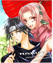 Rule 34 | couple, forehead protector, haruno sakura, jimadita (pixiv), lowres, naruto, naruto (series), smile, uchiha sasuke, umbrella