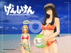 Rule 34 | 2girls, :3, afternoon (magazine), ball, beach, bikini, breasts, camera, cosplay, day, dead or alive, dead or alive xtreme beach volleyball, genshiken, hairband, hitomi (cosplay), hitomi (doa), hitomi (doa) (cosplay), kasukabe saki, kio shimoku, large breasts, mole, mole under eye, multiple girls, oono kanako, outdoors, swimsuit, tecmo, volleyball, volleyball (object), wallpaper