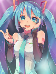 Rule 34 | 1girl, aqua eyes, aqua hair, blue necktie, chiharu (9654784), collared shirt, detached sleeves, hair between eyes, hatsune miku, headset, highres, long hair, looking at viewer, necktie, open mouth, shirt, solo, twintails, upper body, vocaloid