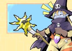 Rule 34 | digimon, glasses, gloves, hat, highres, skull, staff, wizard, wizard hat, wizarmon