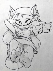 Rule 34 | animal ears, animal hands, artist request, body fur, cat ears, cat tail, claire (the summoning), dress, furry, monochrome, panties, sketch, tail, the summoning, underwear, upskirt