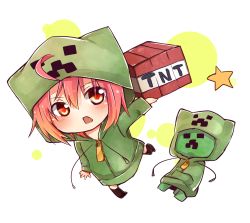 Rule 34 | 1girl, creeparka, creeper, highres, minecraft, personification, red eyes, red hair, short hair, solo, tosura-ayato