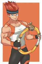 Rule 34 | 1boy, character request, fingerless gloves, gloves, highres, kamomasaki, leggings, muscular, muscular male, ring fit adventure, ring fit trainee, ring fit trainee (male), shirt, sleeveless, sleeveless shirt