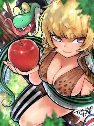 Rule 34 | 1girl, apple, breasts, food, fruit, highres, marguerite (one piece), one piece, snake