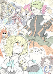 Rule 34 | 4boys, 6+girls, achilles (fate), ahoge, aphrodite (fate), apollo (fate), armband, artemis (fate), astraea (fate), bandaged arm, bandages, black gloves, black shirt, blonde hair, braid, braided bun, brown hair, cigarette, closed eyes, clothes around waist, crossed arms, cube, double bun, fake facial hair, fake mustache, fall guy, fall guys, fate/apocrypha, fate/grand order, fate (series), fearless diver, gloves, green hair, grin, hair bun, headband, jacket, jacket around waist, kankan33333, leonardo da vinci (fate), leonardo da vinci (swimsuit ruler) (fate), long hair, martha (fate), martha (swimsuit ruler) (fate), martha (swimsuit ruler) (second ascension) (fate), multiple boys, multiple girls, open mouth, orange eyes, orange shorts, orion (bear) (fate), paris (fate), purple hair, quetzalcoatl (fate), red hair, sheep, shirt, short hair, shorts, sleeveless, sleeveless shirt, smile, smoking, stuffed animal, stuffed toy, sunglasses, tarasque (fate), teddy bear, twintails, white hair, white shirt, yellow eyes