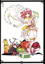 Rule 34 | 2girls, absurdres, alternate costume, angel wings, animal costume, animal ears, arm belt, asymmetrical wings, bare shoulders, barefoot, bone, bottle, bracelet, branch, breasts, candle, chibi, cleavage, clothing cutout, dress, flower, food, highres, ideolo, jewelry, kaenbyou rin, large breasts, looking at viewer, mask, meat, mouse (animal), mouse ears, mouse tail, multiple girls, mushroom, navel, navel cutout, nazrin, pink eyes, pink hair, pumpkin, rock, saigyouji yuyuko, scan, shiki eiki, short hair, simple background, solo focus, stone mask (jojo), tail, toe ring, touhou, treasure chest, white background, wings