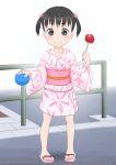 Rule 34 | 1girl, animated, apple, ball, bouncing, candy apple, child, eyebrows, food, fruit, holding, kurokaji, looking at viewer, open mouth, outdoors, sandals, short twintails, smile, solo, standing, twintails, video, yo-yo