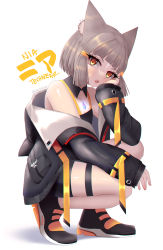 Rule 34 | 1girl, alternate costume, animal ears, blunt bangs, breasts, cat ears, chest jewel, contemporary, facial mark, highres, kamaniki, nia (xenoblade), short hair, silver hair, simple background, small breasts, solo, spoilers, white background, xenoblade chronicles (series), xenoblade chronicles 2, yellow eyes