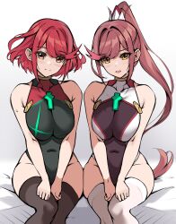 Rule 34 | 2girls, glimmer (xenoblade), highres, matrix16, mother and daughter, multiple girls, ponytail, pyra (pro swimmer) (xenoblade), pyra (xenoblade), red eyes, red hair, swimsuit, xenoblade chronicles (series), xenoblade chronicles 2, xenoblade chronicles 3, xenoblade chronicles 3: future redeemed