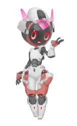 Rule 34 | 1girl, female focus, full body, joints, looking at viewer, open mouth, original, red eyes, robot girl, robot joints, simple background, solo, standing, tosx, white background