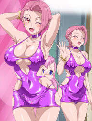 Rule 34 | 2girls, blue eyes, breasts, covered erect nipples, female focus, himitsu no aipri, large breasts, long hair, makino tomoyasu, mature female, mother and daughter, multiple girls, nipples, open mouth, panties, pink hair, pretty series, short hair, smile, swimsuit, underwear