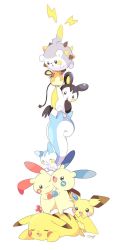 Rule 34 | 00s, 10s, 1990s (style), :d, :o, ;3, arm up, bad id, bad pixiv id, black eyes, blush stickers, cheek press, creatures (company), dedenne, emolga, game freak, gen 1 pokemon, gen 2 pokemon, gen 3 pokemon, gen 4 pokemon, gen 5 pokemon, gen 6 pokemon, gen 7 pokemon, highres, leg up, lightning bolt symbol, looking at another, looking down, looking up, lying, mei (maysroom), minun, nintendo, no humans, on head, on stomach, one eye closed, open mouth, pachirisu, pichu, pikachu, plusle, pokemon, pokemon (creature), pokemon bw, pokemon dppt, pokemon gsc, pokemon hgss, pokemon rgby, pokemon rse, pokemon sm, pokemon xy, retro artstyle, signature, simple background, smile, standing, standing on one leg, togedemaru, trait connection, white background