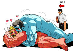 Rule 34 | 3boys, anal, ass, bara, beard, black eyes, black hair, blonde hair, blue oni, blue oni (chijimetaro), blue skin, blush, chijimetaro, colored skin, completely nude, couple, facial hair, full body, giant, giant male, hairy, heart, horns, lucky student (chijimetaro), male focus, male penetrated, mini person, miniboy, multiple boys, muscular, nude, oni, oni horns, original, pointy ears, red oni, red oni (chijimetaro), red skin, sex, short hair, size difference, thick thighs, thighs, timestamp, yaoi