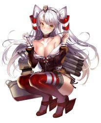 Rule 34 | 10s, 1girl, amatsukaze (kancolle), bare shoulders, black panties, blush, breasts, choker, cleavage, dress, full body, garter straps, hair ornament, high heels, highres, kantai collection, legs together, long hair, miyazakisoul, panties, red thighhighs, rensouhou-kun, sailor dress, school uniform, seamed legwear, serafuku, short dress, side-seamed legwear, side-tie panties, silver hair, smile, solo, squatting, striped clothes, striped thighhighs, thighhighs, transparent background, twintails, two side up, underwear, white background, yellow eyes