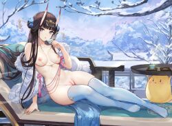 Rule 34 | 1girl, azur lane, breasts, feet, highres, legs, medium breasts, nipples, no shoes, non-web source, noshiro (azur lane), noshiro (fragrance of the eastern snow) (azur lane), nude, nude filter, solo, third-party edit, toes