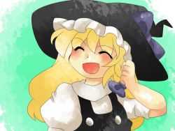 Rule 34 | 1girl, bad id, bad pixiv id, blonde hair, braid, close-up, closed eyes, female focus, hammer (sunset beach), hat, kirisame marisa, long hair, open mouth, solo, touhou, witch, witch hat