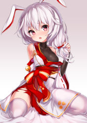 Rule 34 | 1girl, :o, adjusting hair, animal ears, bare shoulders, breasts, ehart, fox ears, hair between eyes, honkai (series), honkai impact 3rd, japanese clothes, kimono, looking at viewer, open mouth, pink eyes, pink hair, seiza, side ponytail, sitting, small breasts, solo, theresa apocalypse, theresa apocalypse (sakuno rondo), thighhighs, thighs, torn clothes, white thighhighs